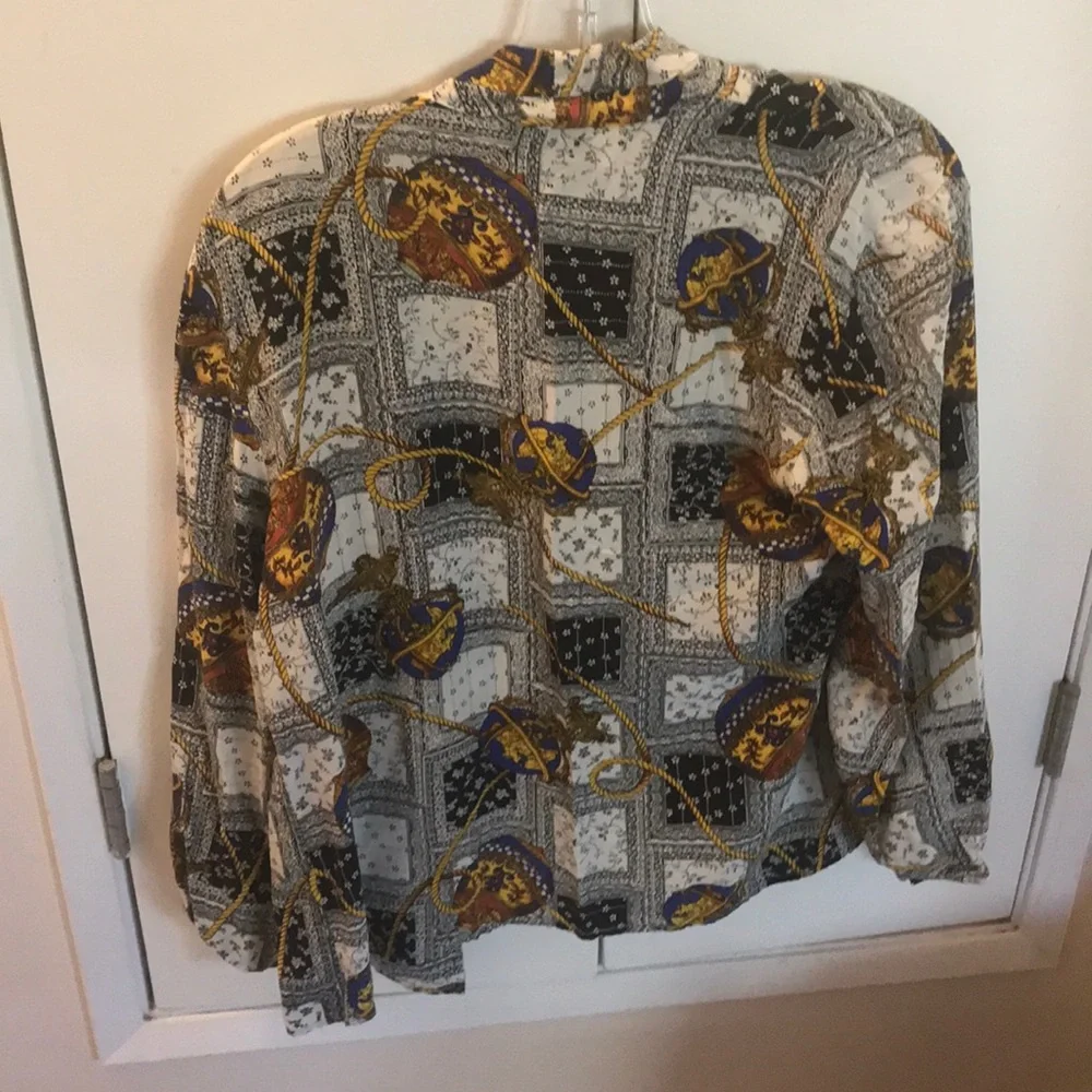 Bob Mackie travel hot air balloon print silk jacket in small